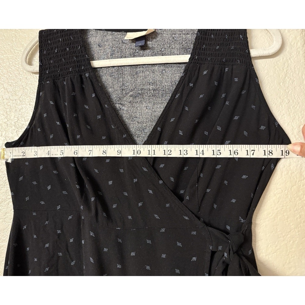 Universal Thread Wrap Dress Black with Blue Diamond Pattern Size Lrg - Picture 9 of 13